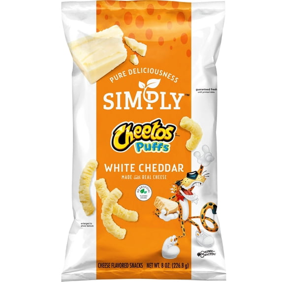 Simply Cheetos Puffs Cheese Flavored Snacks, White Cheddar, 8 oz Bag (10 Packs)