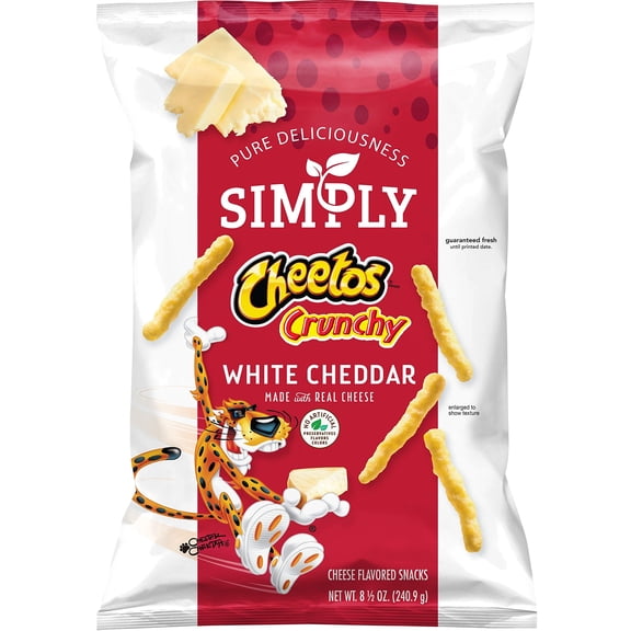 Simply Cheetos White Cheddar Crunchy Cheese Flavored Snacks, 8.5 oz Bag-Pack Of 2
