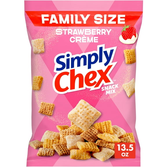 Simply Chex Strawberry Crème Flavored Snack Mix, Family Size, 13.5 oz