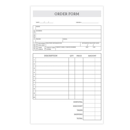 Simply Classic 2-Part Carbonless Order Form Pad / 50 Sets / 5.5" x 8.5" Carbon Copy Purchase Sales Receipt Book