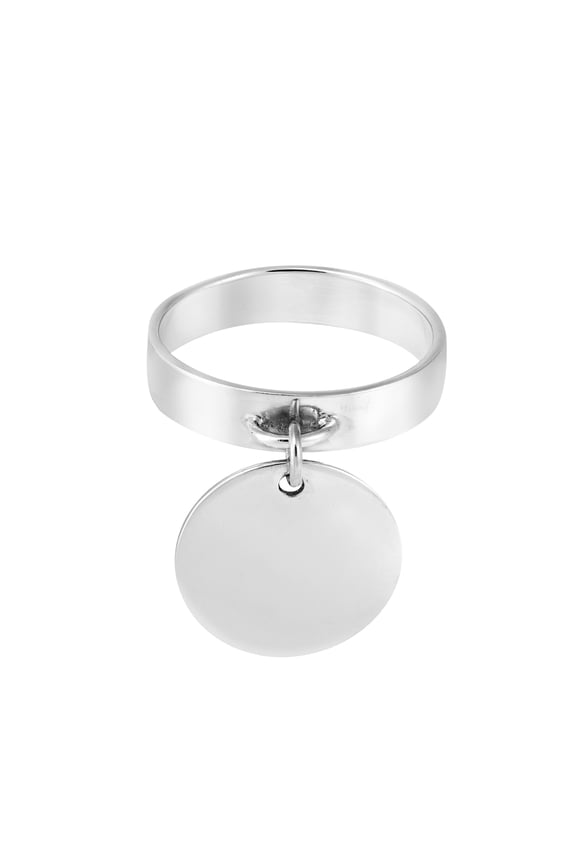 Simply Classic Shiny Round Disc Dangle Sterling Silver Band Ring-8