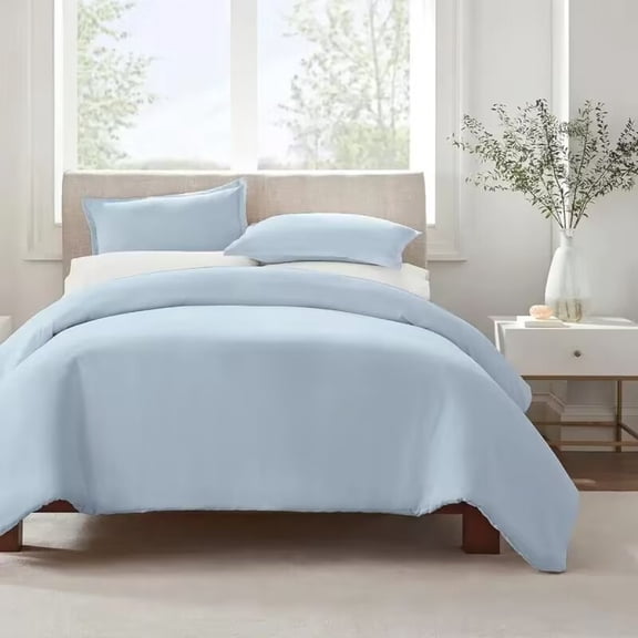 Simply Clean Cotton Blend Duvet Cover Light Blue