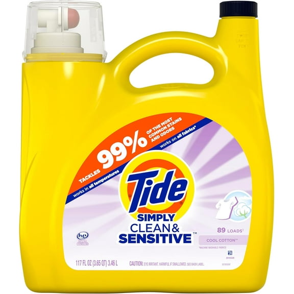 Simply Clean & Sensitive Liquid Laundry Detergent, Cool Cotton Scent, 89 Loads, 117 fl oz