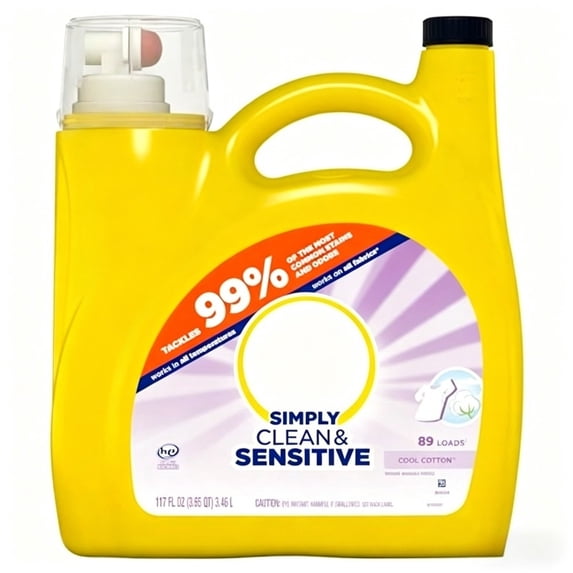 Simply Clean & Sensitive Liquid Laundry Detergent, Cool Cotton Scent, 89 Loads, 117 fl oz