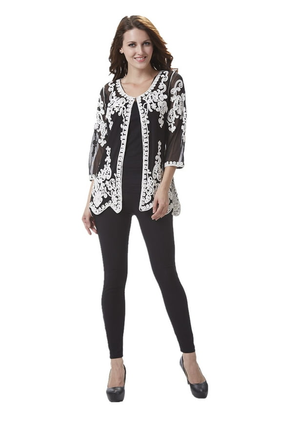 3/4 Sleeve Soutache Mesh Jacket Women's