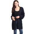 thumbnail image 1 of Simply Couture Women's Casual Solid Open-Front Knit PomPom Bubble Bishop Sleeve Knitwear Cardigan, 1 of 4