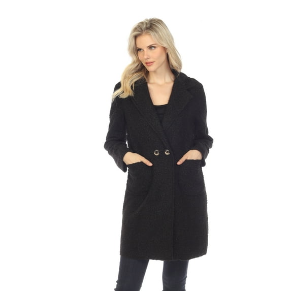 Simply Couture Women's Notched Lapel Long Sleeve Buttoned Classic Winter Long Coat