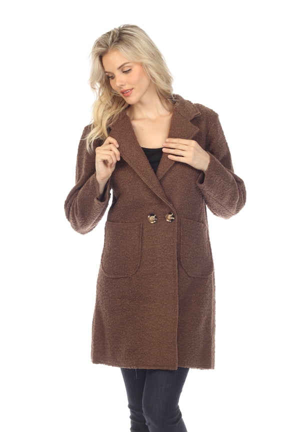 Women's Notched Lapel Long Sleeve Buttoned Classic Winter Long Coat