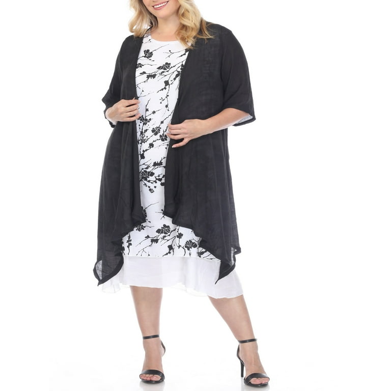 Simply Couture Women's Plus Size 2 Piece Dress with Kimono