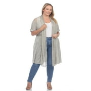Simply Couture Women's Plus Size Hallow Back Crochet Cardigan