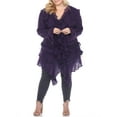 thumbnail image 1 of Simply Couture Women's Plus Size Lace Mixed Media Ruffle Button Up Cardigan Sweater, 1 of 3