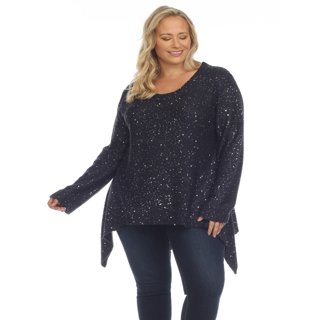 Simply Couture Women's Plus Size Lace Mixed Media Layer Tunic