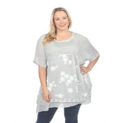 Simply Couture Women's Plus Size Mesh Floral Relaxed Top