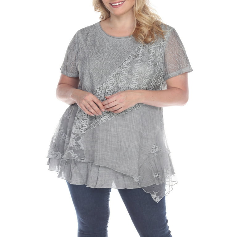 Plus size hot sale lace tunic tops