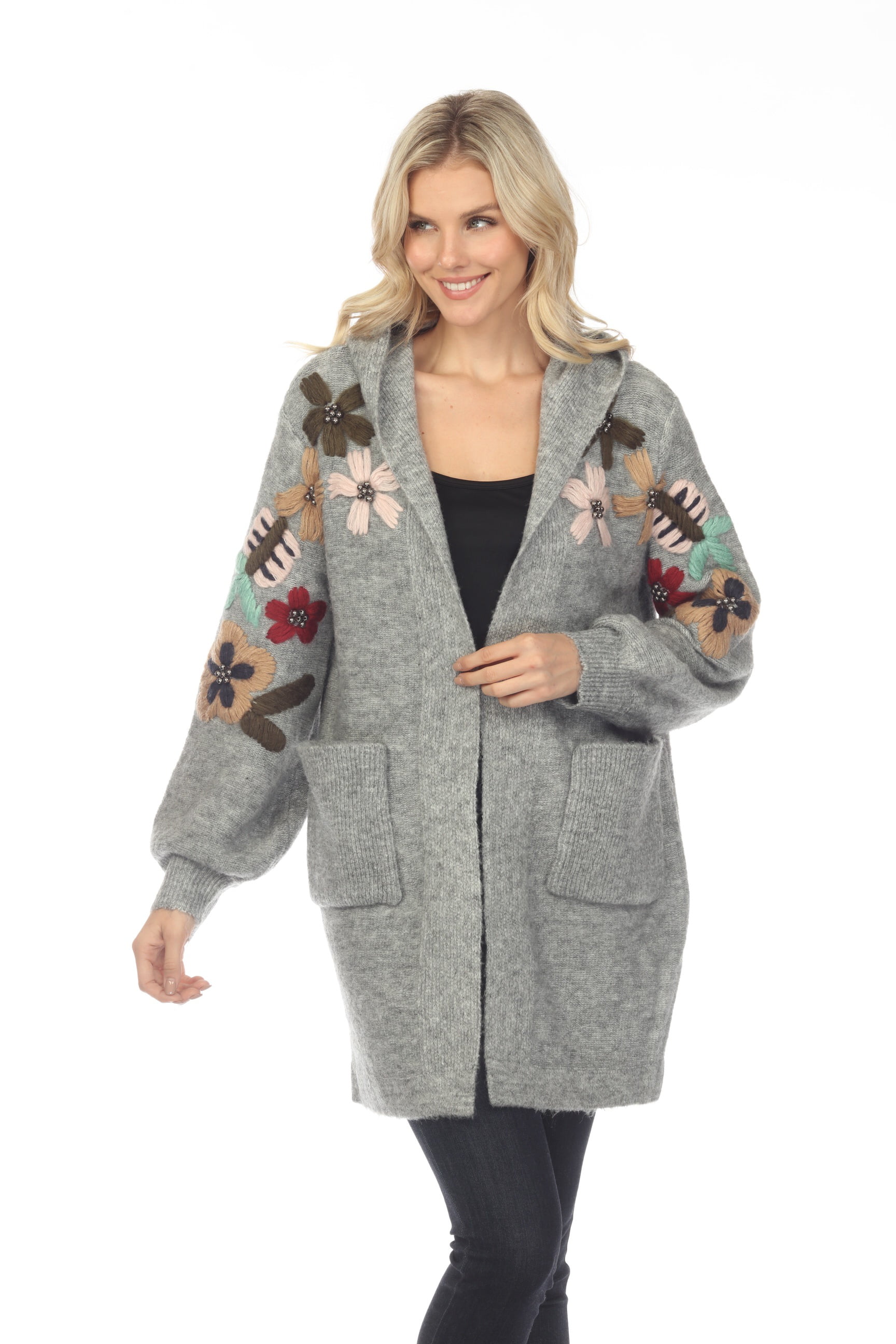 Heimish Full Size Half Sleeve Floral Open Cardigan Plus Size