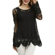 SIMPLY COUTURE Women’s Sheer Soutache Lace Top