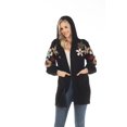 thumbnail image 1 of Simply Couture Women's Solid Blooming Floral Embroidered Blouson Sleeve Open Front Hooded Knitted Cardigan, 1 of 5