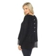 thumbnail image 1 of Simply Couture Women's Solid Keyhole Back Knitted Shimmering Sequin Crewneck Sweater Blouse, 1 of 4