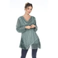 thumbnail image 1 of Simply Couture Women's Solid Long Sleeve Abstract Floral Lace Patchwork Cowl Neck Blouse Top, 1 of 4