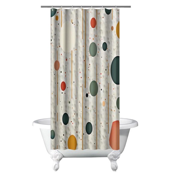 Simply Cute Dot Linen Taxtured with Shape Shower Curtains Heavy Washable Polyester Curtain Liners Unique Bath Decor 36" W X 72" L with 7 Hooks