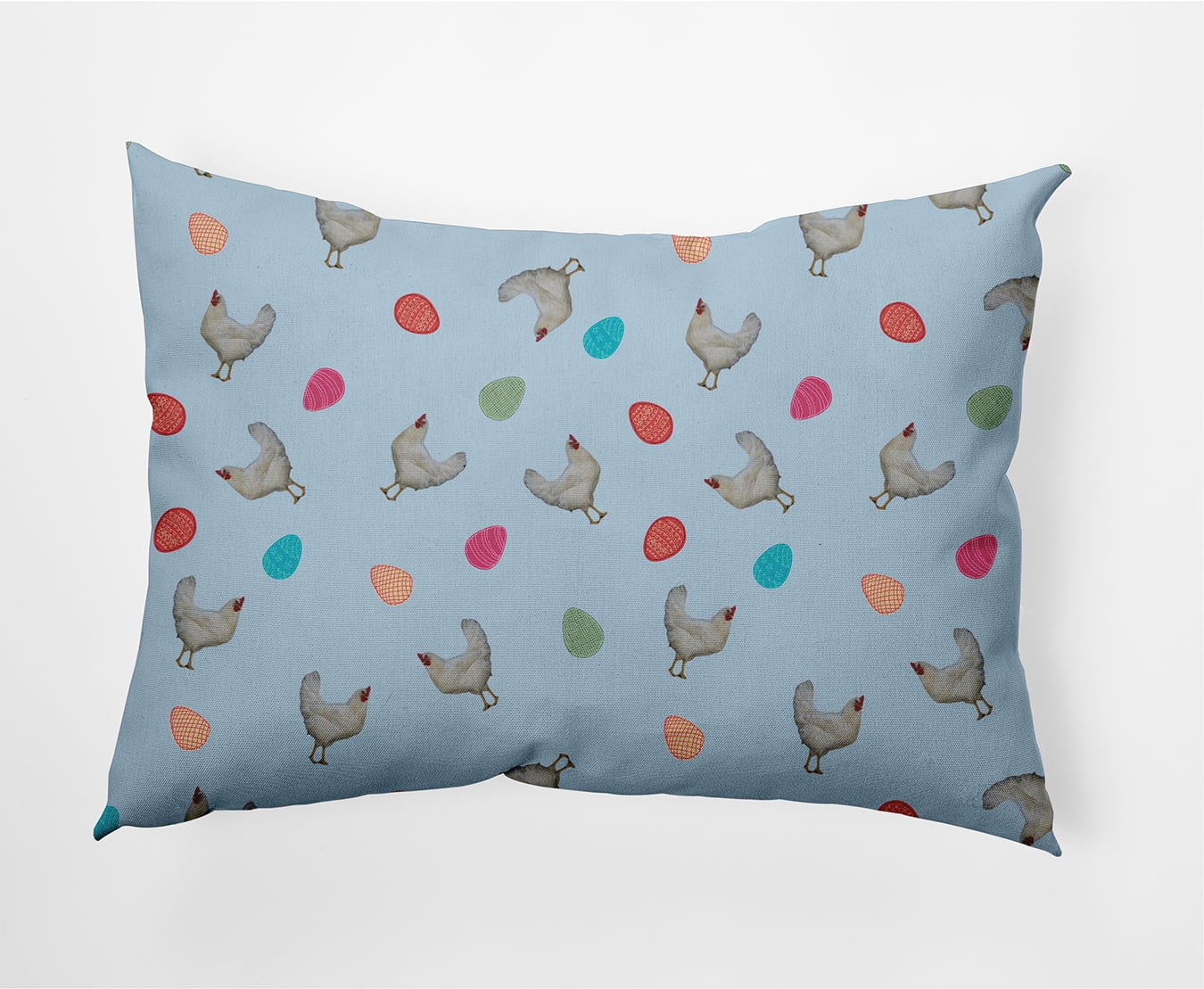 Simply Daisy 14 in x 20 in Blue Animal Print Easter Polyester Decorative Lumbar Pillow