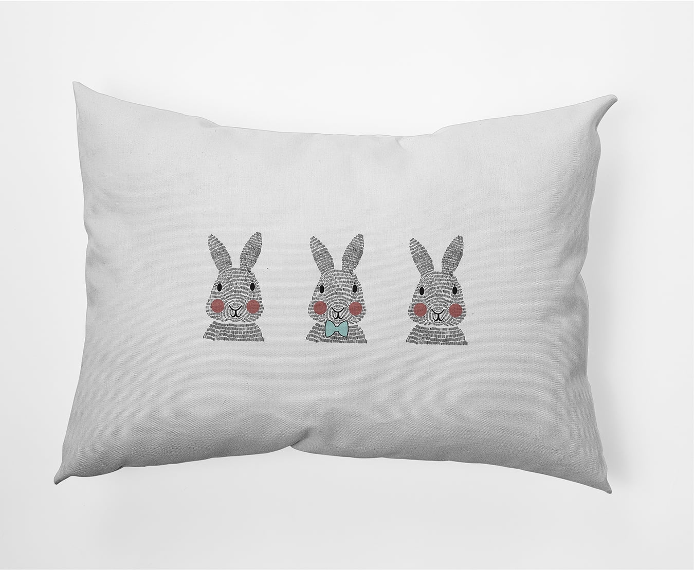Simply Daisy 14 in x 20 in Blue Bunny Triplets Animal Print Easter Poly Lumbar Pillow