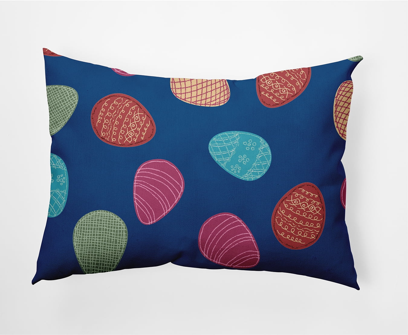Simply Daisy 14 in x 20 in Blue Graphic Prints Easter Polyester Decorative Lumbar Pillow
