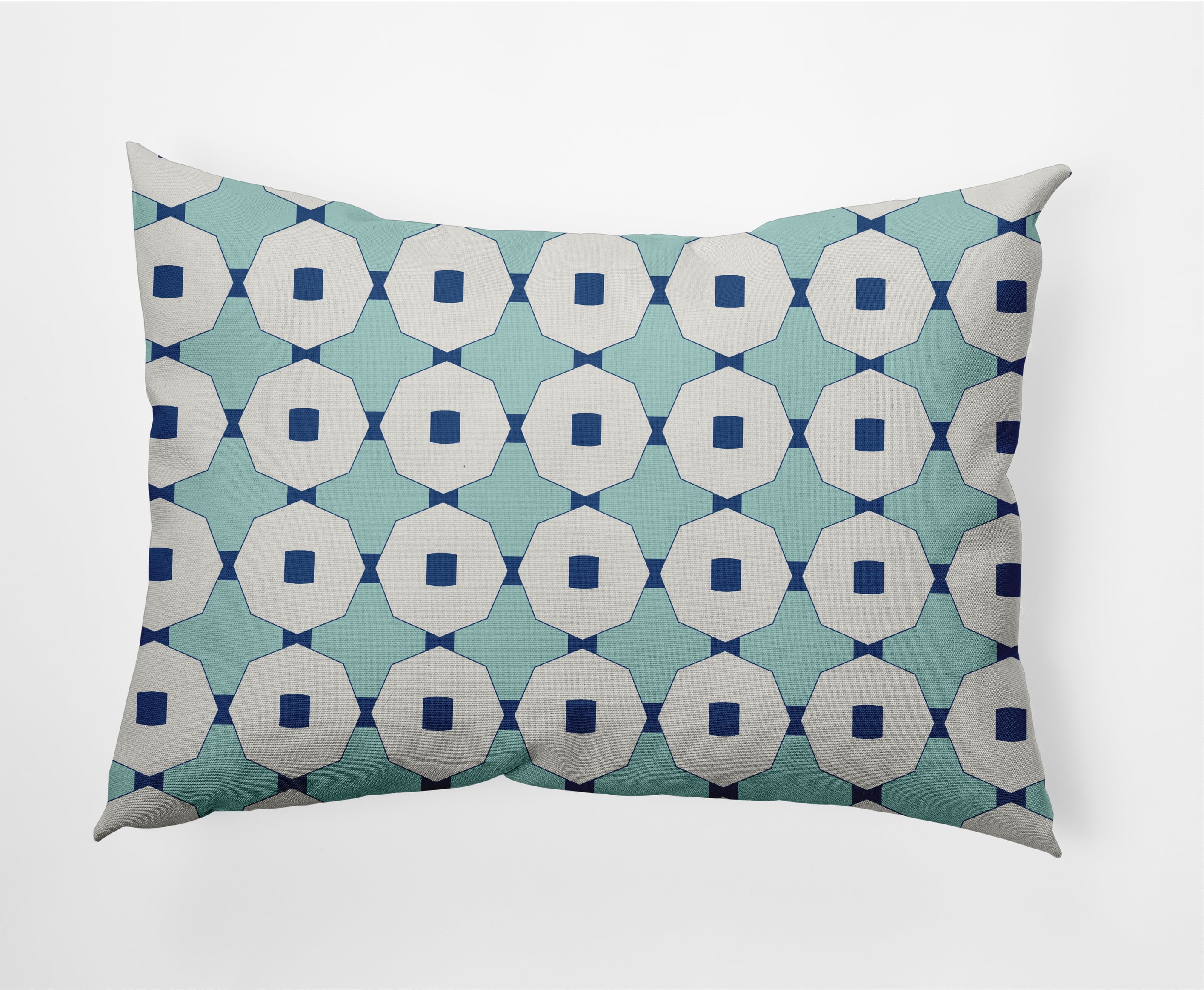 Simply Daisy 14 in x 20 in Contemporary Blue/White Polyester Throw Pillow