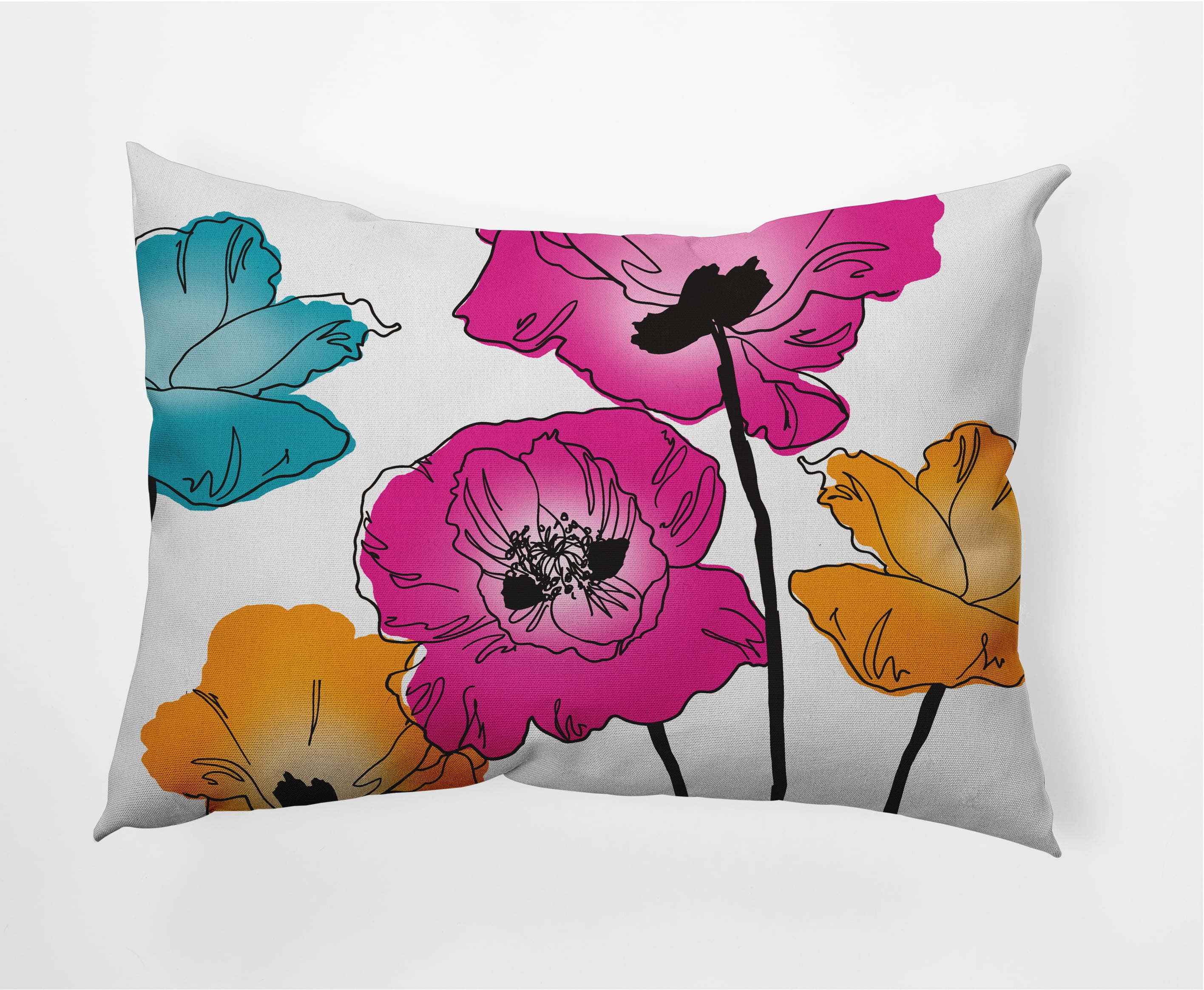 14" x 20" Simply Daisy Popping Poppies Decorative Lumbar Throw Pillow