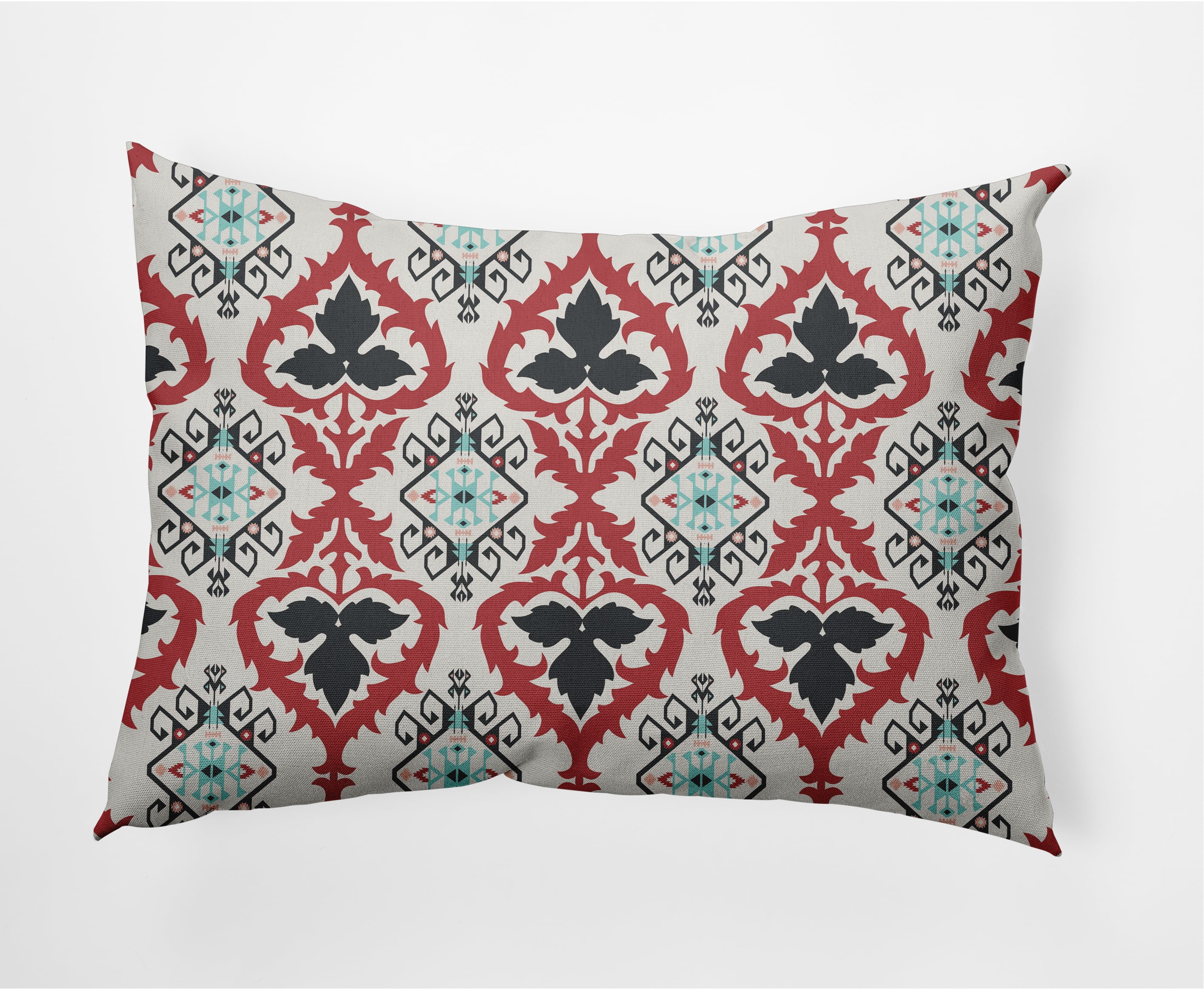 Simply Daisy 14 in x 20 in French Country Black Ikat Polyester Decorative Lumbar Pillow