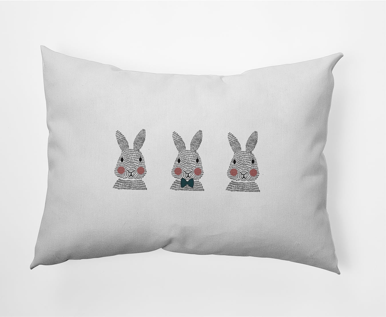 Simply Daisy 14 in x 20 in Green Bunny Triplets Animal Print Easter Poly Lumbar Pillow