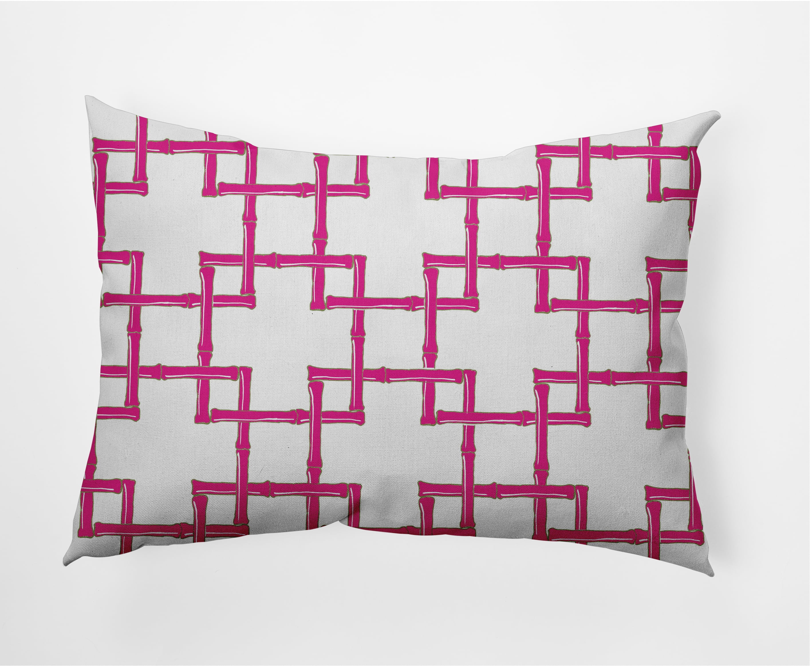Simply Daisy 14 in x 20 in Mid-Century Pink and White Geometric Polyester Throw Pillow