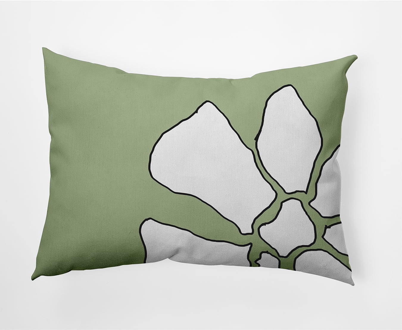Simply Daisy 14 in x 20 in Modern/Contemporary Green/White Floral Polyester Decorative Lumbar Pillow