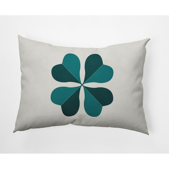 Simply Daisy 14 in x 20 in Modern and Contemporary Blue and White Floral Polyester Decorative Lumbar Pillow