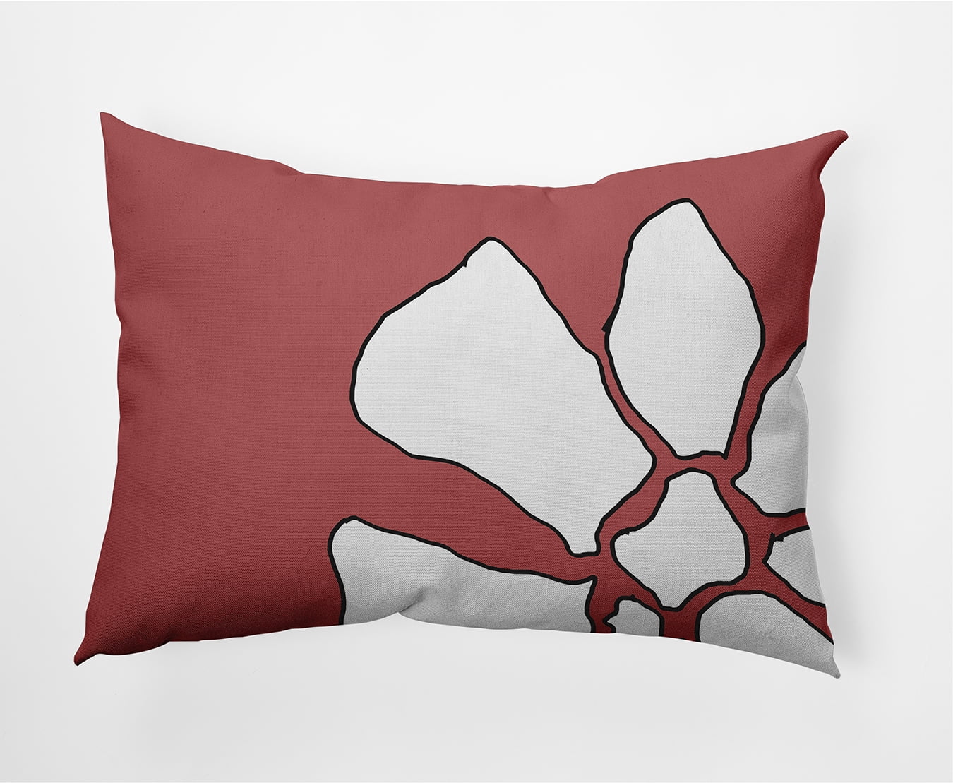 Simply Daisy 14 in x 20 in Modern and Contemporary Orange Floral Polyester Decorative Lumbar Pillow
