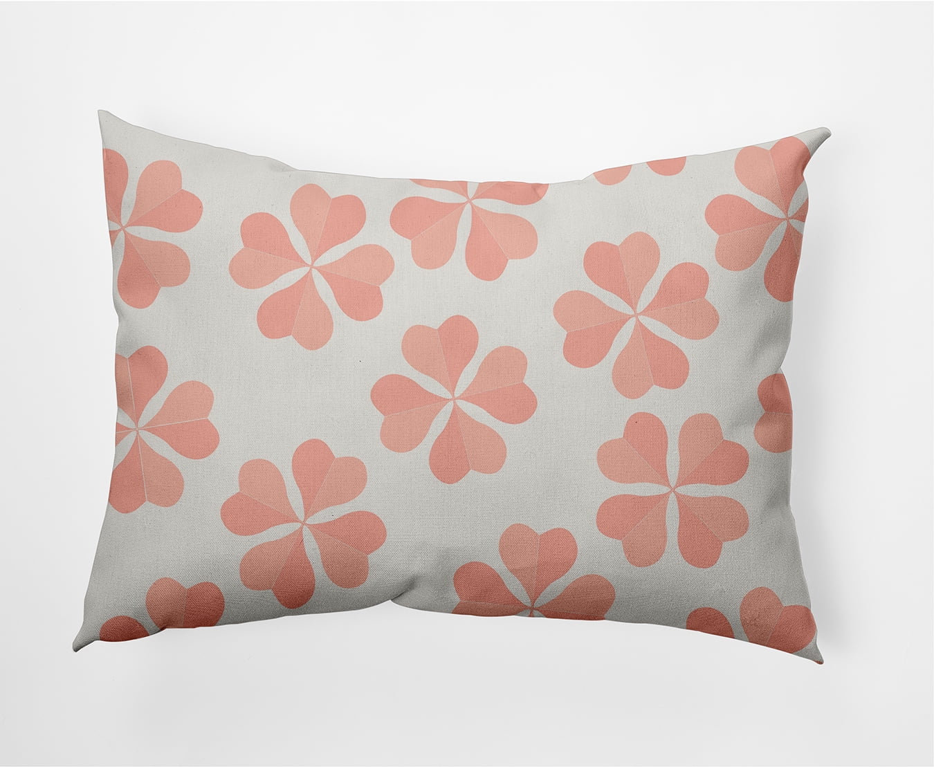 Sunwashed Red Floral Polyester Lumbar Throw Pillow