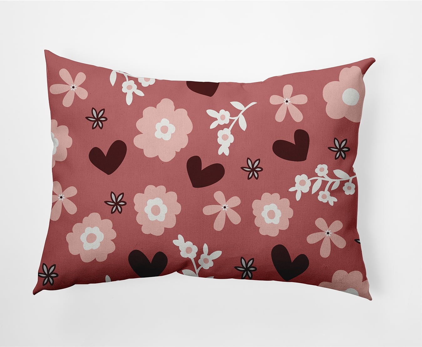Simply Daisy 14 in x 20 in Pink Floral Polyester Decorative Lumbar Pillow