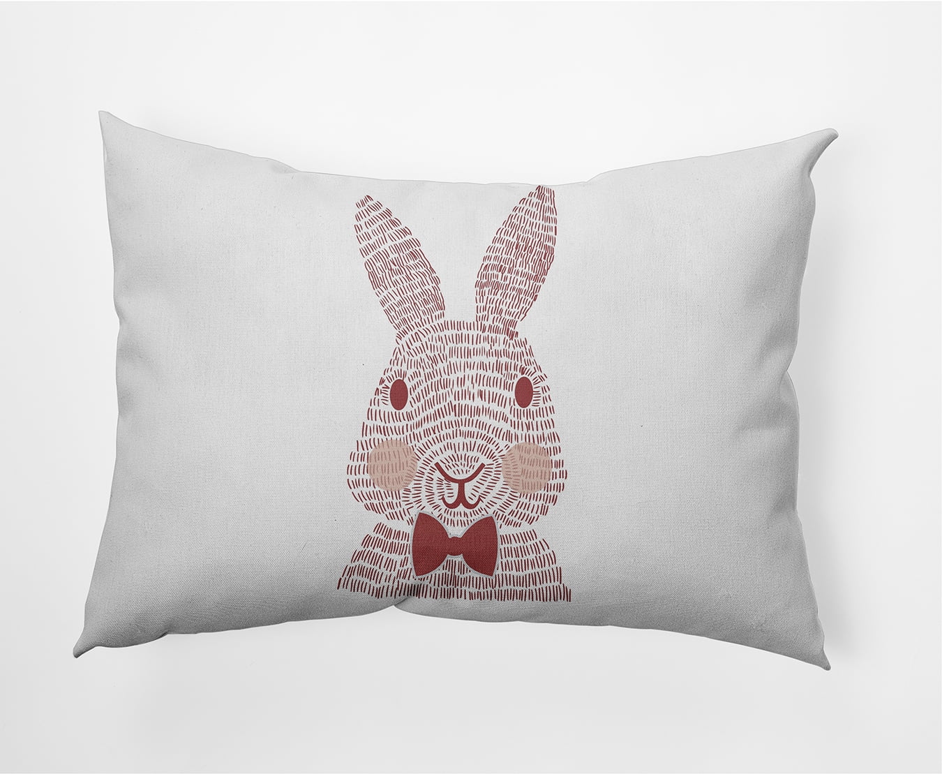 Simply Daisy 14 in x 20 in Red and White Animal Print Easter Polyester Decorative Lumbar Pillow