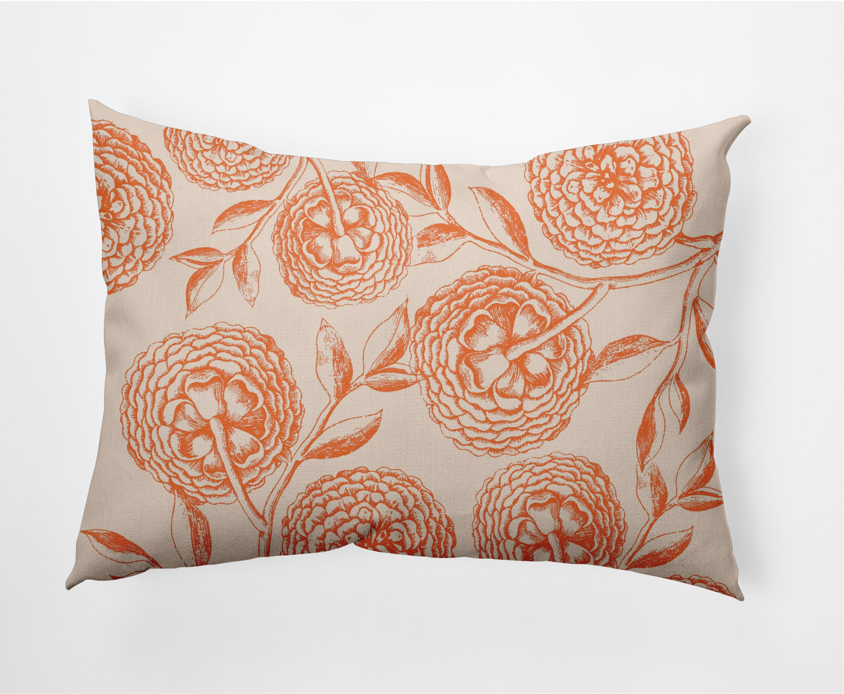 Simply Daisy 14 in x 20 in Vintage Orange Floral Polyester Decorative Lumbar Pillow