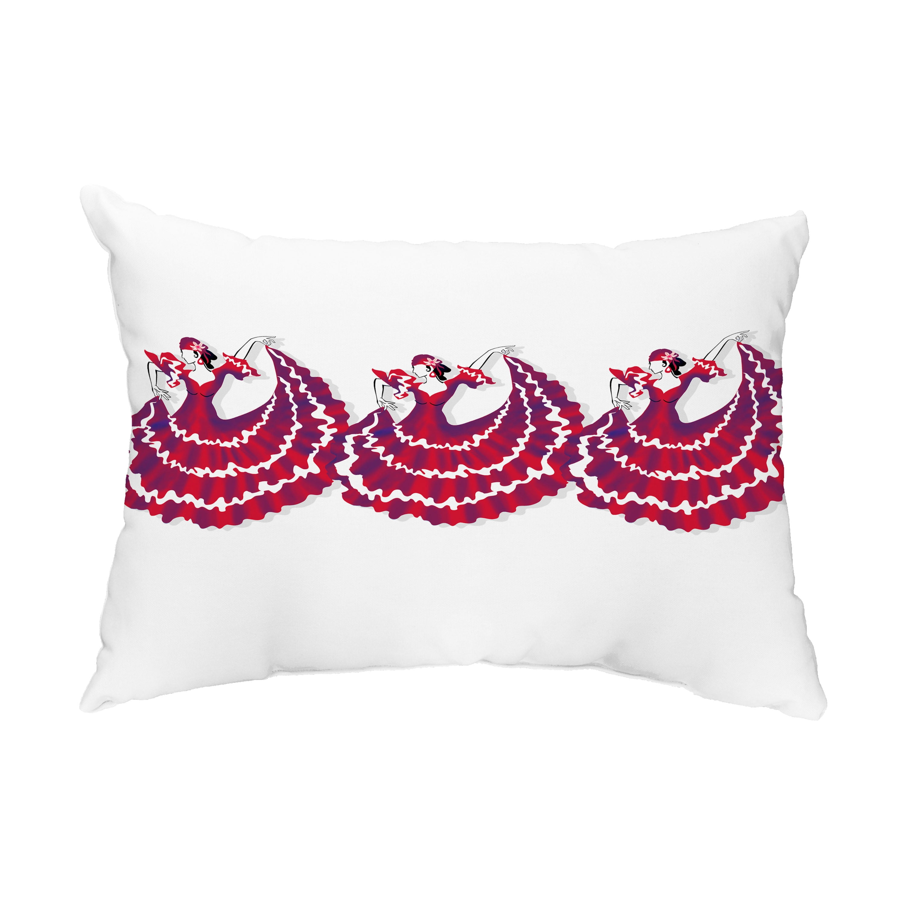 Simply Daisy, 14" x 20" 3 Cuban Dancers Red Abstract Decorative Outdoor Pillow