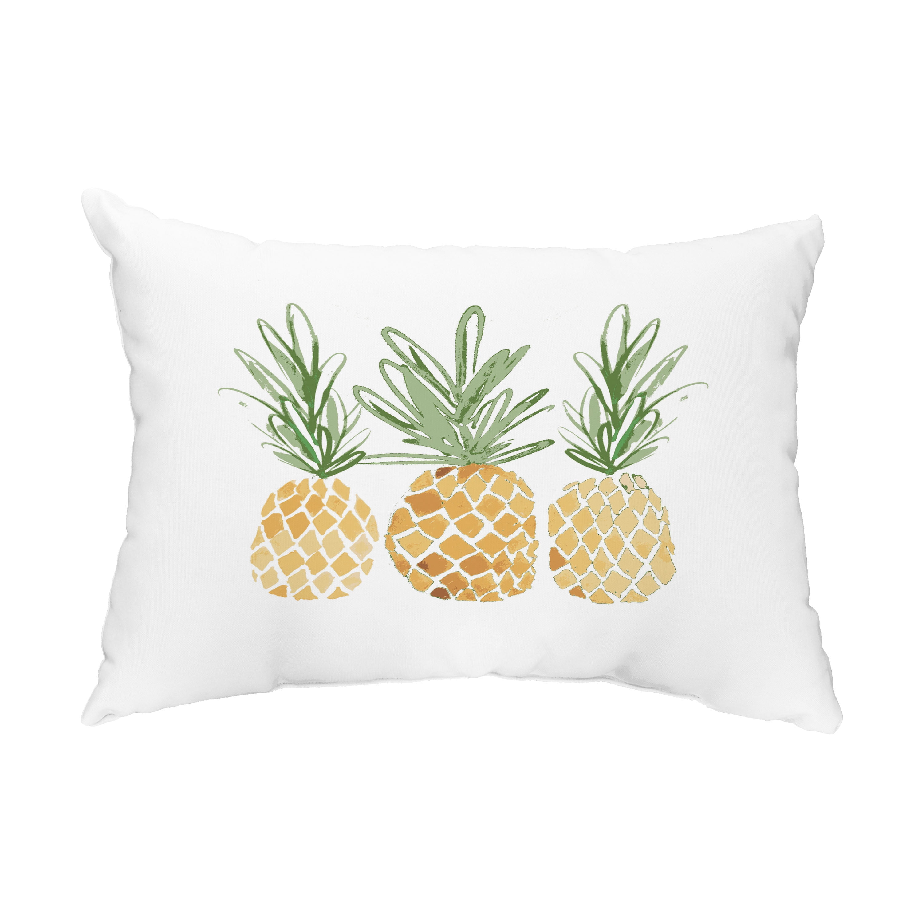 Simply Daisy, 14" x 20" 3 Pineapples Gold Abstract Decorative Outdoor Pillow
