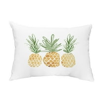 Simply Daisy, 14" x 20" 3 Pineapples Gold Abstract Decorative Outdoor Pillow