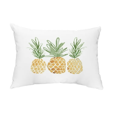 Simply Daisy, 14" x 20" 3 Pineapples Gold Abstract Decorative Outdoor Pillow