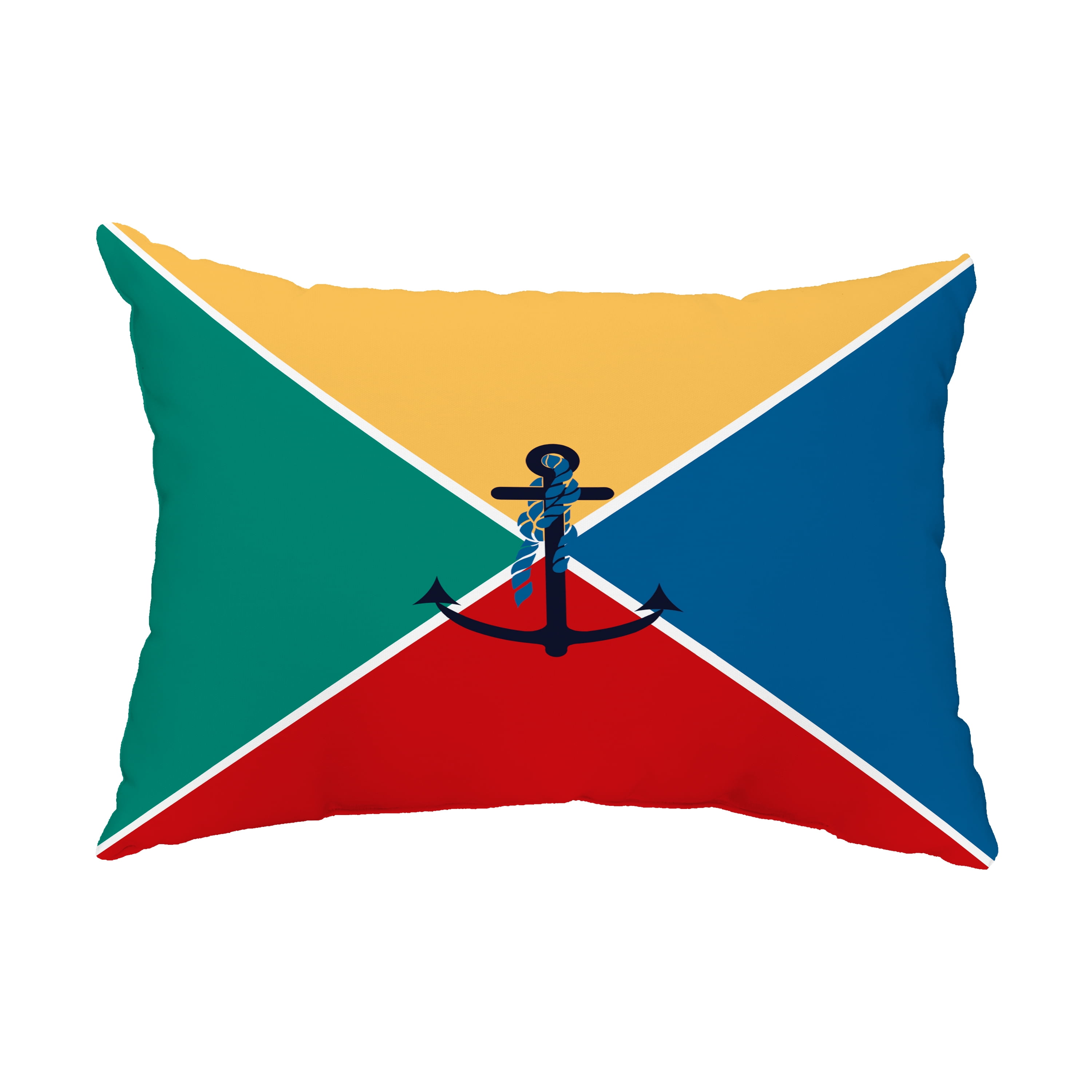 Simply Daisy, 14" x 20" Anchor Flag Yellow Decorative Nautical Outdoor Pillow