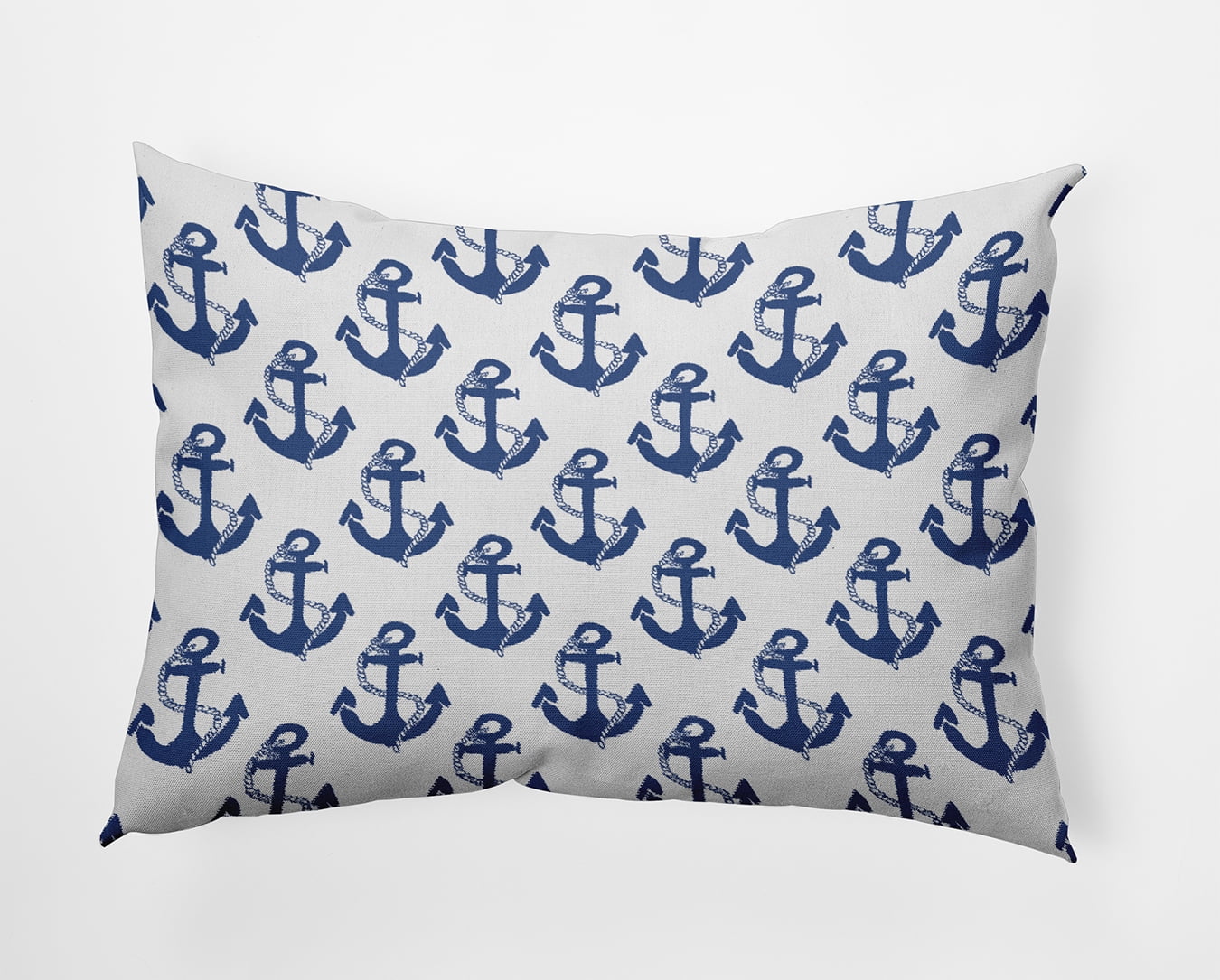Simply Daisy 14" x 20" Anchor Pattern Indoor/Outdoor Throw Pillow, Nautical Navy (1 count)