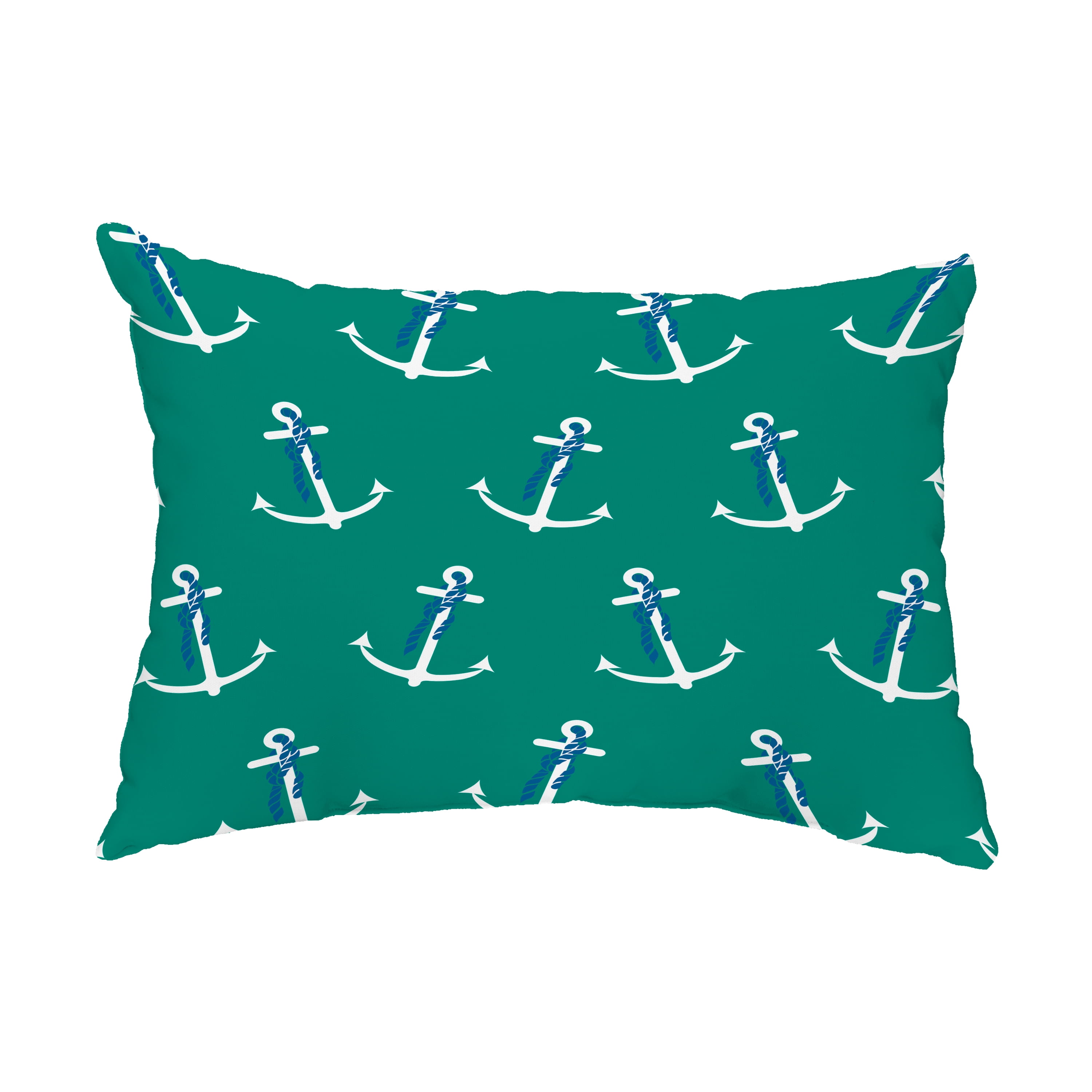 Simply Daisy, 14" x 20" Anchor Whimsy Green Decorative Nautical Outdoor Pillow