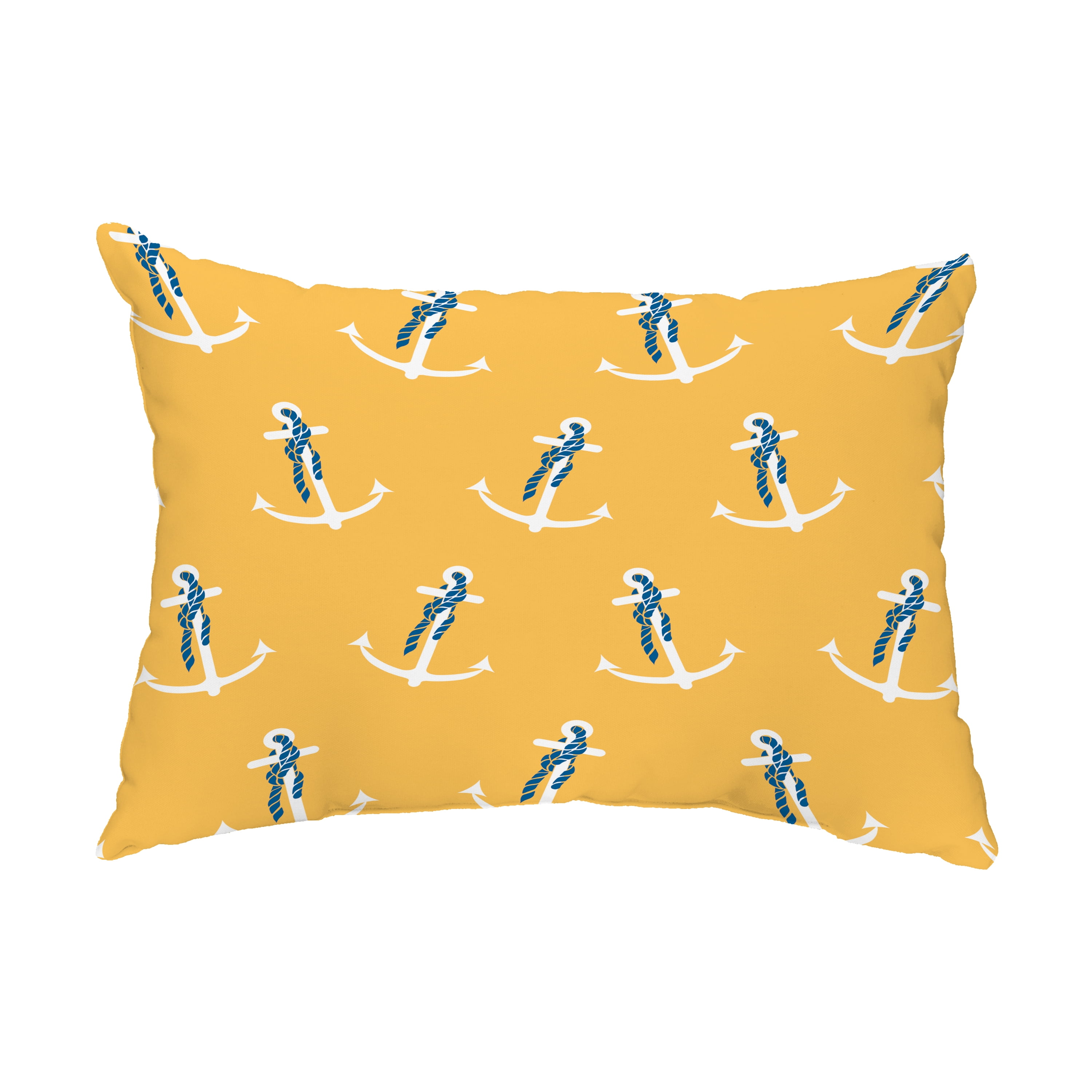 Simply Daisy, 14" x 20" Anchor Whimsy Yellow Decorative Nautical Outdoor Pillow