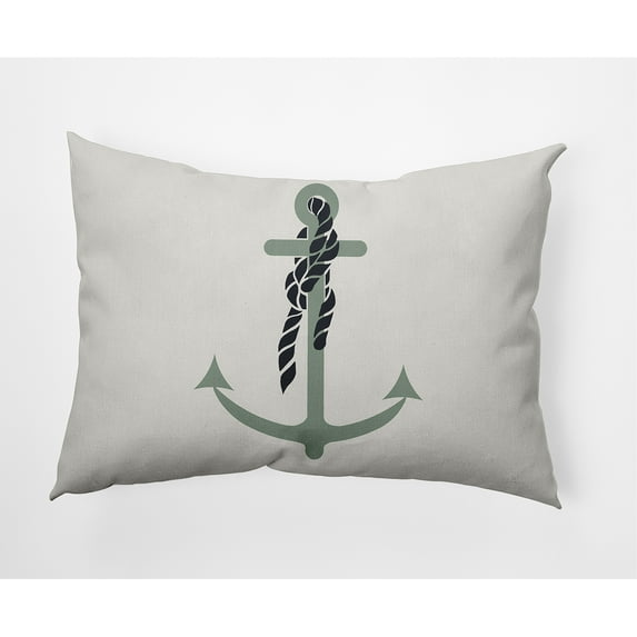Simply Daisy 14" x 20" Anchor and Rope Nautical Decorative Indoor Pillow