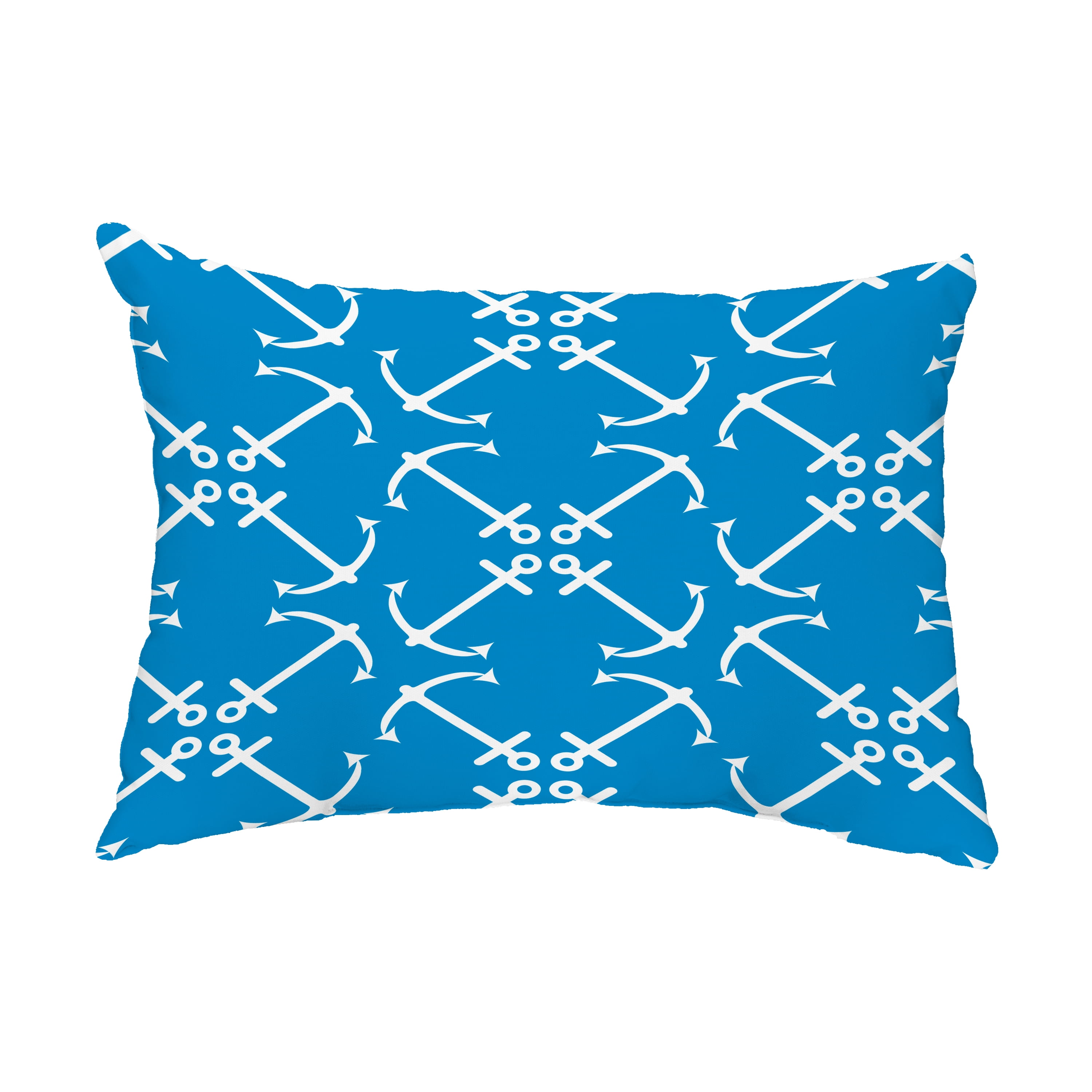 Simply Daisy, 14" x 20" Anchor's Up Mid Blue Decorative Nautical Outdoor Pillow