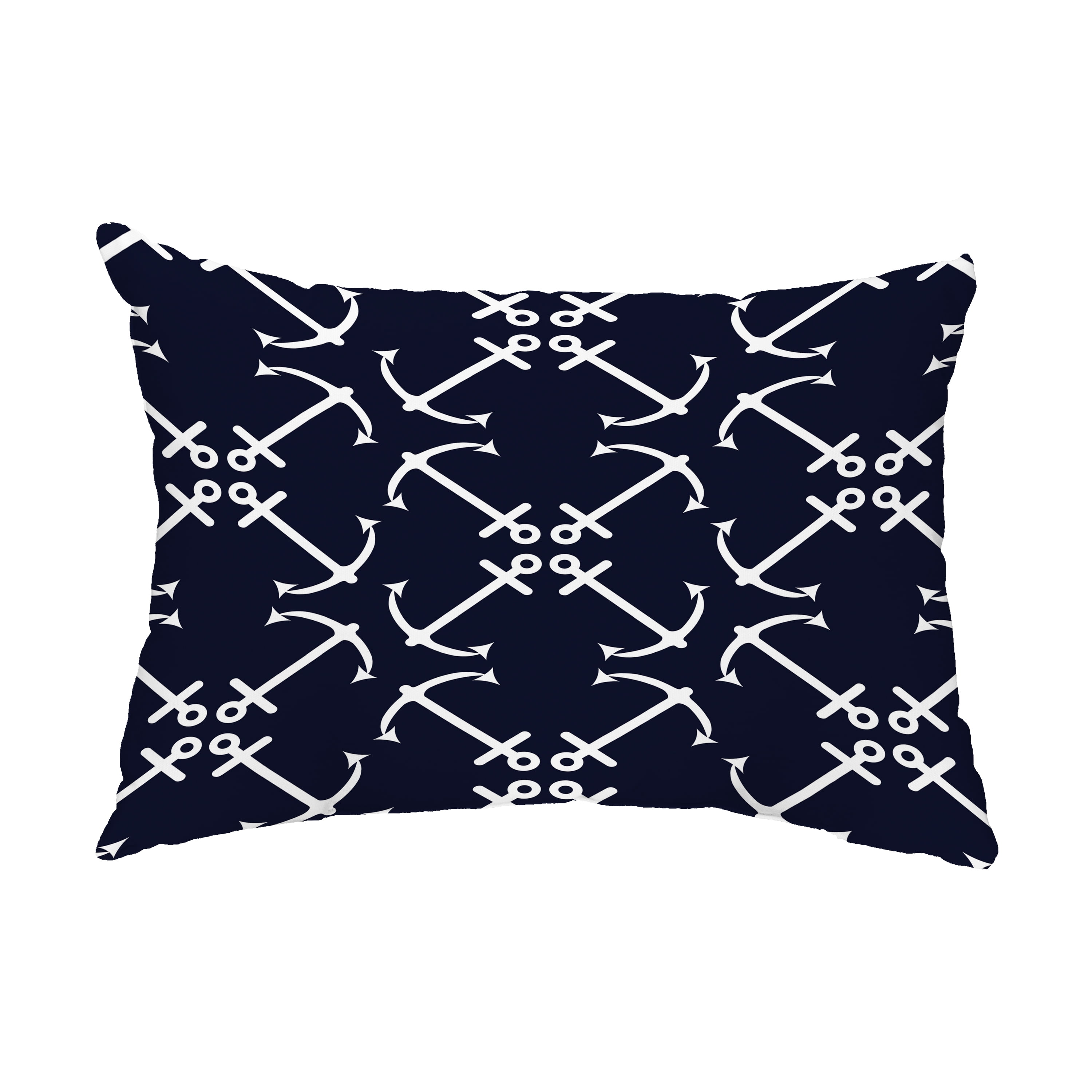 Simply Daisy, 14" x 20" Anchor's Up Navy Blue Decorative Nautical Outdoor Pillow
